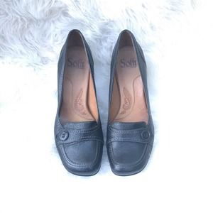 Sofft Black Leather Loafer Comfort Heels - Size 7 1/2